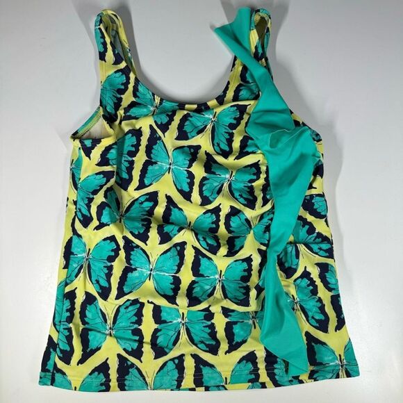Lands End Kids Two-Piece Tankini Butterflies and Ruffles Girls Size 10S EUC - Picture 2 of 14